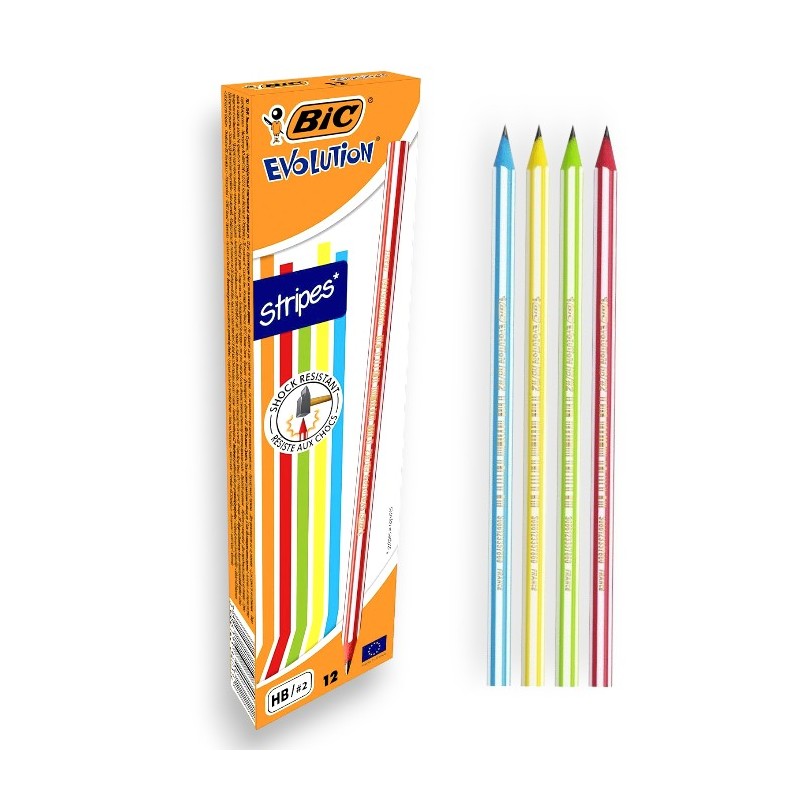 PAQUET DE 12 CRAYONS GRAPHITE BIC HB N°2 STRIPES - 1