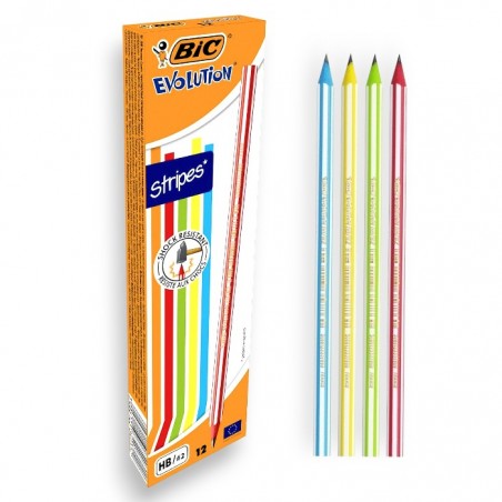 PAQUET DE 12 CRAYONS GRAPHITE BIC HB N°2 STRIPES - 1