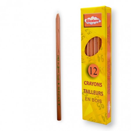 PAQUET DE 12 CRAYONS TAILLEUR EN BOIS BLANC ELKALEM - 1