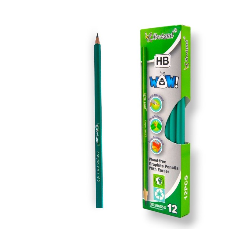 PAQUET DE 12 CRAYONS GRAPHITE BERTAND HB N°2 - 1