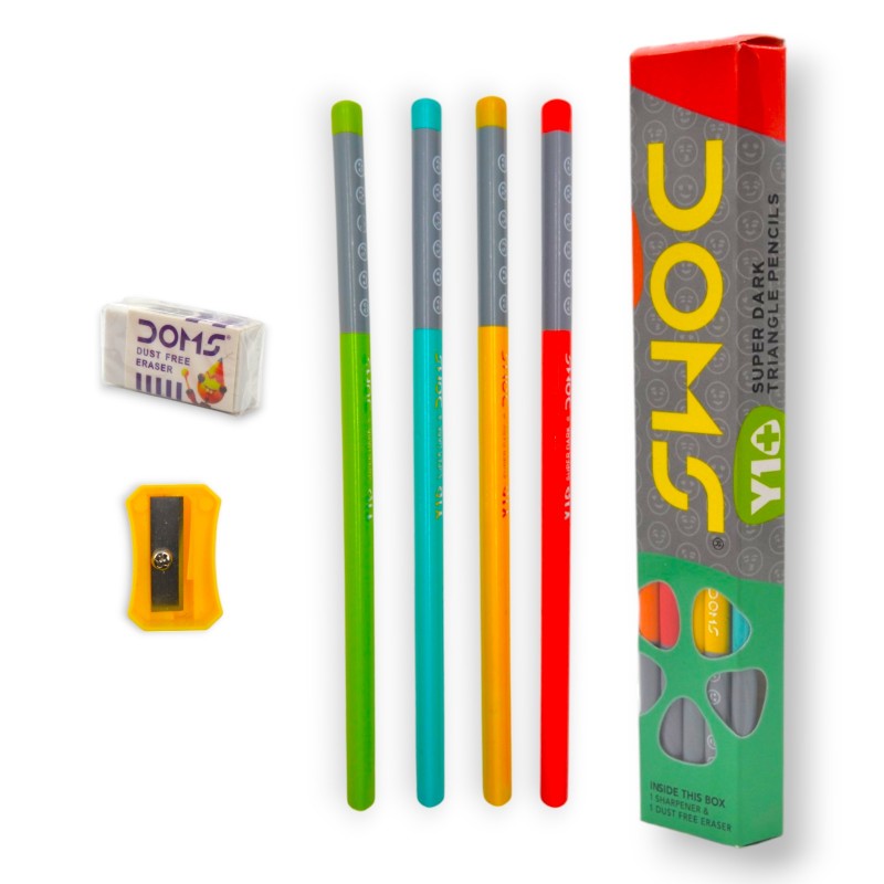 PAQUET DE 10 CRAYONS GRAPHITE DOMS + GOMME + TAILLE-CRAYON - 1