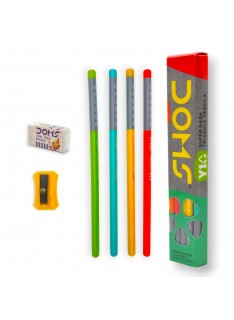 PAQUET DE 10 CRAYONS GRAPHITE DOMS + GOMME + TAILLE-CRAYON - 1