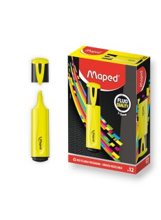 PAQUET DE 12 SURLIGNEURS FLUO MAPED JAUNE - 1