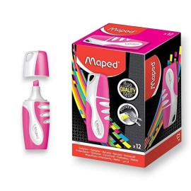 PAQUET DE 12 SURLIGNEURS FLUO MINI MAPED ROSE - 1