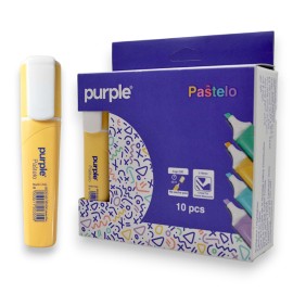 PAQUET DE 10 SURLIGNEURS PURPLE JAUNE PASTEL - 1