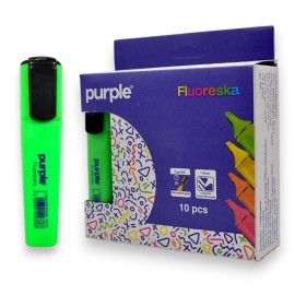 PAQUET DE 10 SURLIGNEURS PURPLE FLUORESKA VERT - 1