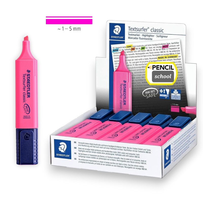 PAQUET DE 10 SURLIGNEURS FLUO TEXTSURFER CLASSIC STAEDTLER ROSE - 1