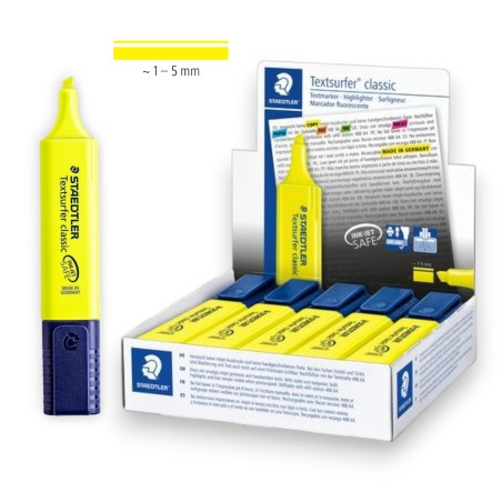 PAQUET DE 10 SURLIGNEURS FLUO TEXTSURFER CLASSIC STAEDTLER JAUNE - 1