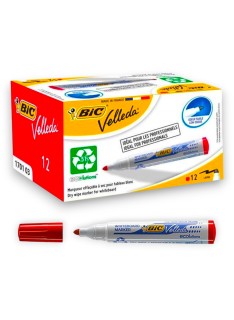 PAQUET DE 12 MARQUEURS TABLEAU VELLEDA BIC ROUGE - 1