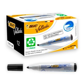 PAQUET DE 12 MARQUEURS TABLEAU VELLEDA BIC NOIR - 1