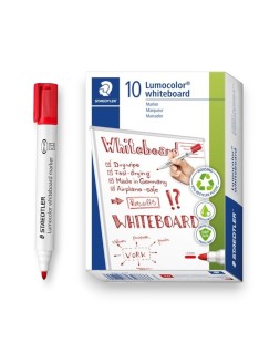 PAQUET DE 10 MARQUEURS TABLEAU LUMOCOLOR STAEDTLER ROUGE - 1