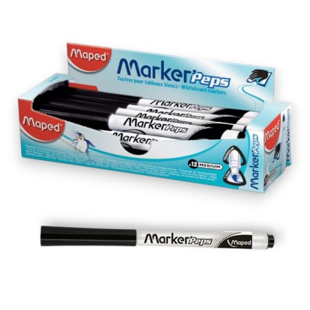 PAQUET DE 12 MARQUEURS ARDOISE MARKER'PEPS MAPED NOIR - 1