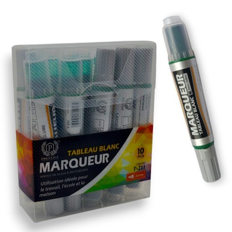 PAQUET DE 10 MARQUEURS TABLEAU RECHARGEABLE PRESTIGE VERT - 1