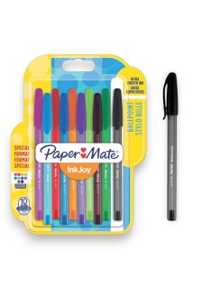 POCHETTE DE 10 STYLOS A BILLE INKJOY 100 ASSORTIES PAPERMATE - 1