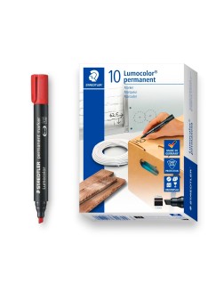PAQUET DE 10 MARQUEURS PERMANENT LUMOCOLOR STAEDTLER ROUGE - 1