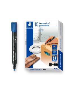 PAQUET DE 10 MARQUEURS PERMANENT LUMOCOLOR STAEDTLER BLEU - 1