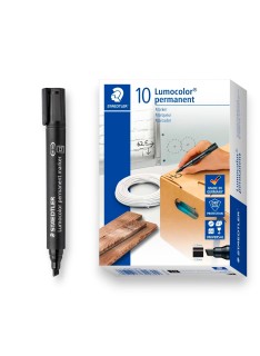 PAQUET DE 10 MARQUEURS PERMANENT LUMOCOLOR STAEDTLER NOIR - 1