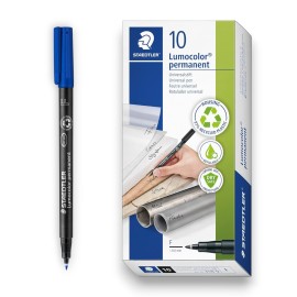 PAQUET DE 10 MARQUEURS PERMANENT PEN F LUMOCOLOR STAEDTLER BLEU - 1