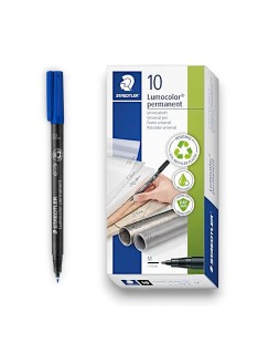 PAQUET DE 10 MARQUEURS PERMANENT PEN M LUMOCOLOR STAEDTLER BLEU - 1