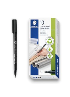 PAQUET DE 10 MARQUEURS PERMANENT PEN M LUMOCOLOR STAEDTLER NOIR - 1