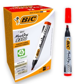 PAQUET DE 12 MARQUEURS PERMANENT BIC ROUGE - 1