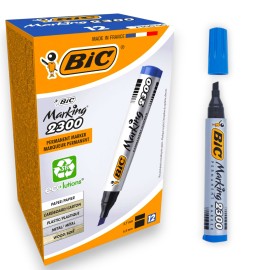 PAQUET DE 12 MARQUEURS PERMANENT BIC BLEU - 1