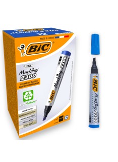 PAQUET DE 12 MARQUEURS PERMANENT BIC BLEU - 1