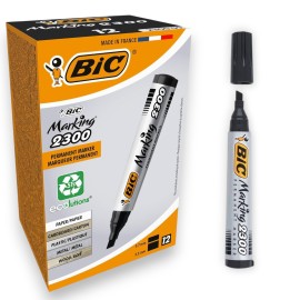 PAQUET DE 12 MARQUEURS PERMANENT BIC NOIR - 1