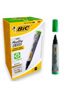 PAQUET DE 12 MARQUEURS PERMANENT BIC VERT - 1