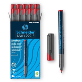 PAQUET DE 10 MARQUEURS PERMANENT 222F SCHNEIDER ROUGE - 1