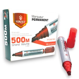 PAQUET DE 12 MARQUEURS PERMANENT VERTEX ROUGE - 1