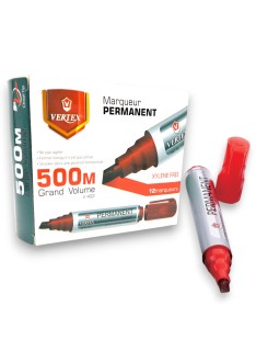 PAQUET DE 12 MARQUEURS PERMANENT VERTEX ROUGE - 1