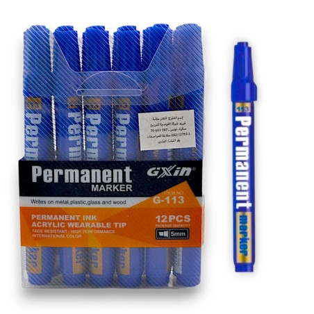 PAQUET DE 12 MARQUEURS PERMANENT GXIN BLEU - 1