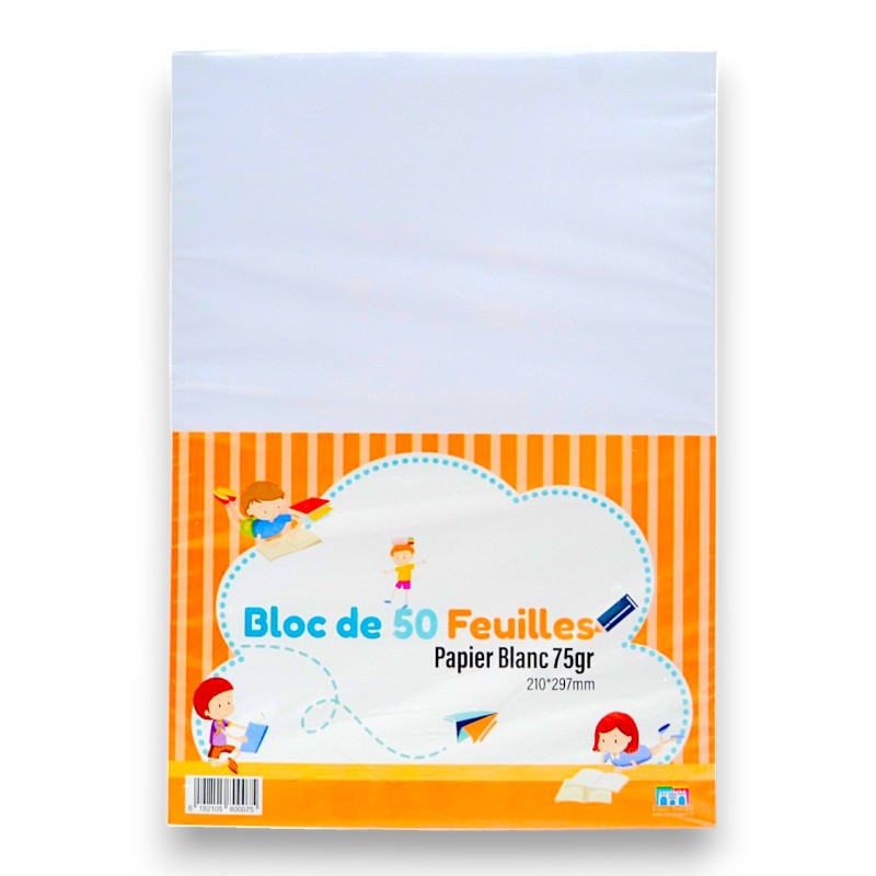 RAME PAPIER A4 BLANC 75G PAQUET DE 50 FEUILLES RIBAT - 1