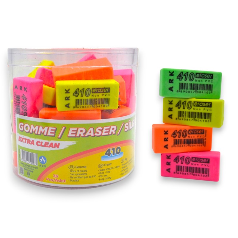 BOX DE 36 GOMMES FLUO ARK - 1