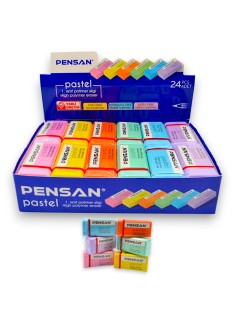 PAQUET DE 24 GOMMES COULEUR PASTEL PENSAN - 1