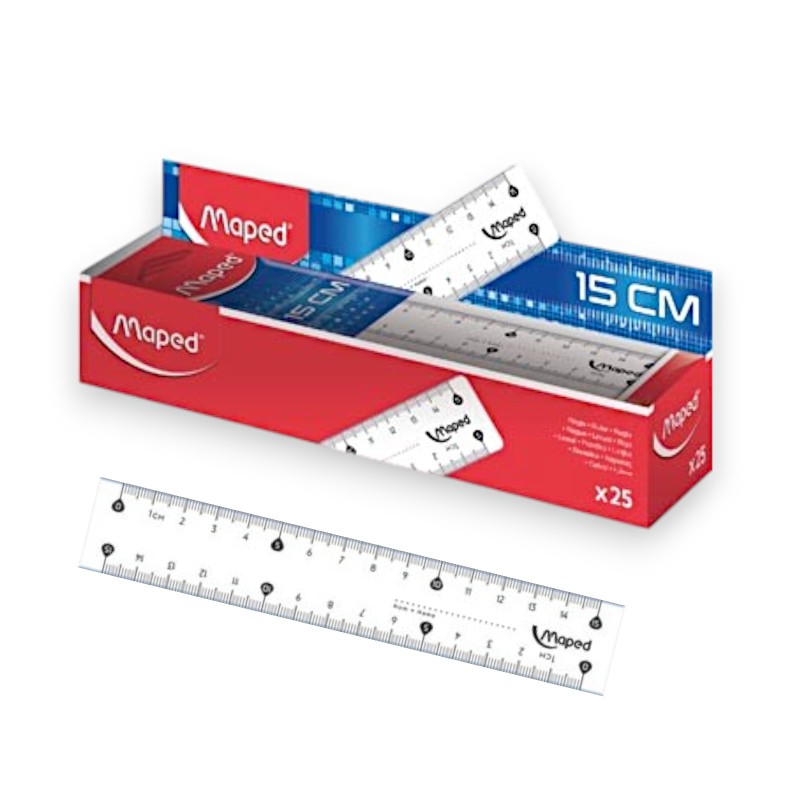 PAQUET DE 25 REGLE DE 15CM MAPED - 1 PAQUET DE 25 REGLE DE 15CM MAPED - 1