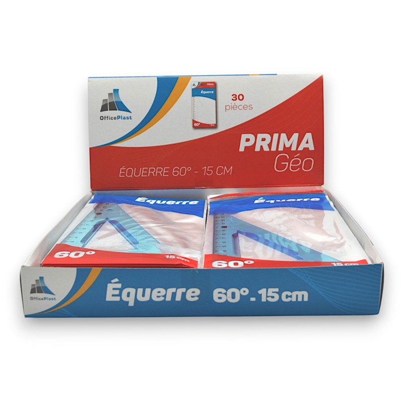 PAQUET DE 30 EQUERRE 15CM/60° PEGBORDABLE PRIMA GEO OFFICEPLAST - 1