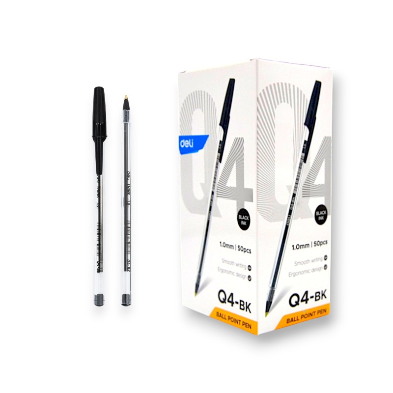 PAQUET DE 50 STYLO A BILLE DELI NOIR - 1 PAQUET DE 50 STYLO A BILLE DELI NOIR - 1