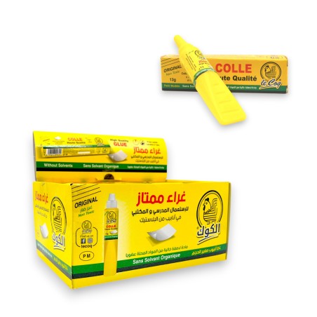 PAQUET DE 24 COLLE EN TUBE PETIT MODELE PLASTIQUE LE COQ - 1