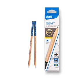 PAQUET DE 12 CRAYONS GRAPHITE TRIANGULAIRE DELI HB N°2 - 1