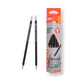 PAQUET DE 12 CRAYONS GRAPHITE TRIANGULAIRE DELI HB N°2 - 1