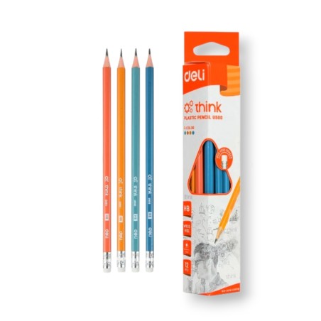 PAQUET DE 12 CRAYON GRAPHITE TRIANGULAIRE AVEC GOMME DELI HB - 1