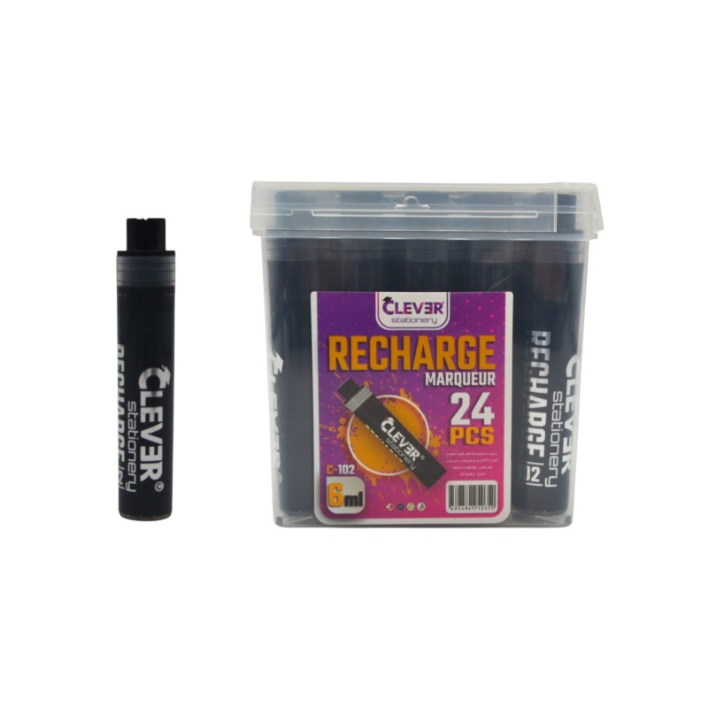PAQUET DE 24 RECHARGES MARQUEUR TABLEAU CLEVER NOIR - 1 PAQUET DE 24 RECHARGES MARQUEUR TABLEAU CLEVER NOIR - 1