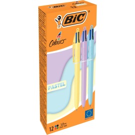 PAQUET DE 12 STYLOS TIC TAC 4 COULEURS PASTEL ASSORTIS - 1