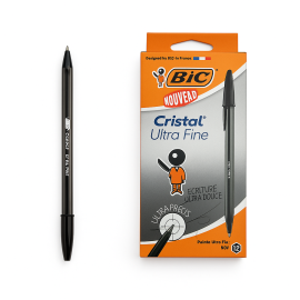 STYLO A BILLE - BIC ULTRA FINE - PAQUET DE 12 - NOIR - 1