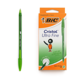 STYLO A BILLE - BIC ULTRA FINE - PAQUET DE 12 - VERT - 1