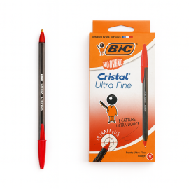 STYLO A BILLE - BIC ULTRA FINE - PAQUET DE 12 - ROUGE - 1