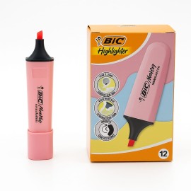 SURLIGNEUR BIC HL FLAT ROSE PASTEL - PACK DE 12 - 1