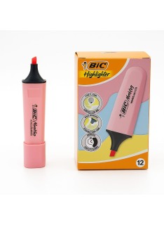 SURLIGNEUR BIC HL FLAT ROSE PASTEL - PACK DE 12 - 1